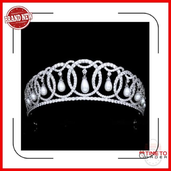 Vintage Crystal Pearl Tiara 5.9\